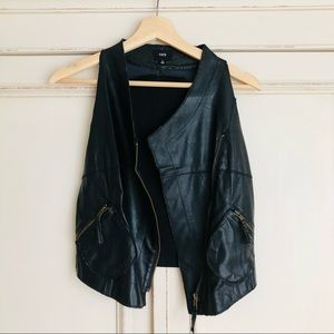 Black Faux Leather Vest